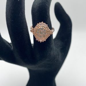 Rose Gold Oval Crystal Ring